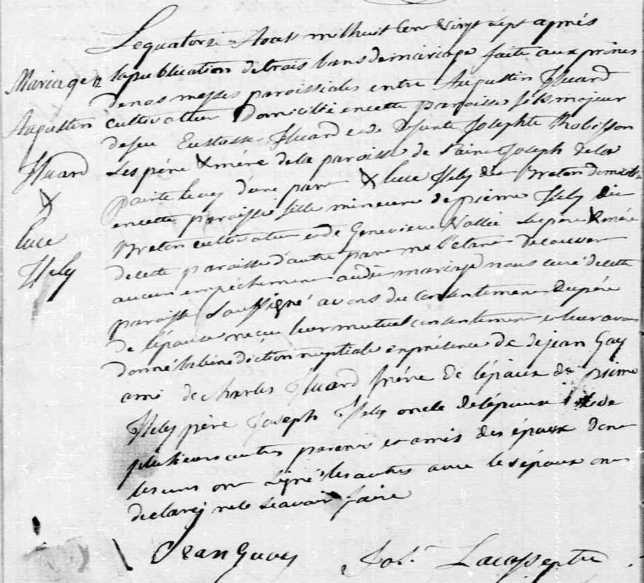  Marriage Certificate forAugustin HUARD and Luce